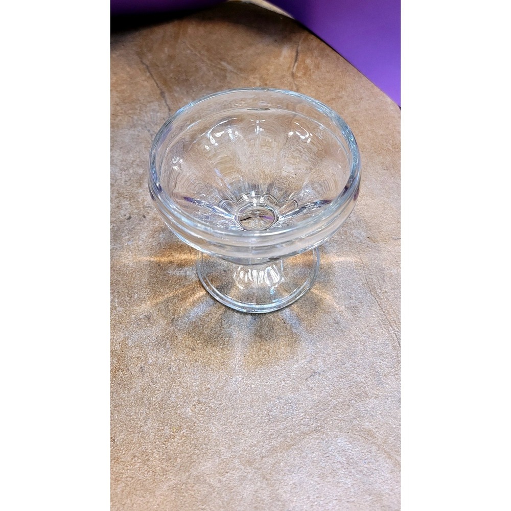 Vintage Style Clear Glass Footed Dessert Bowls Set of 9 Ice Cream Sundae Cups - Picture 12 of 16